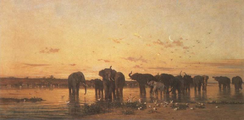 Charles Tournemine Elephants at Sunset France oil painting art
